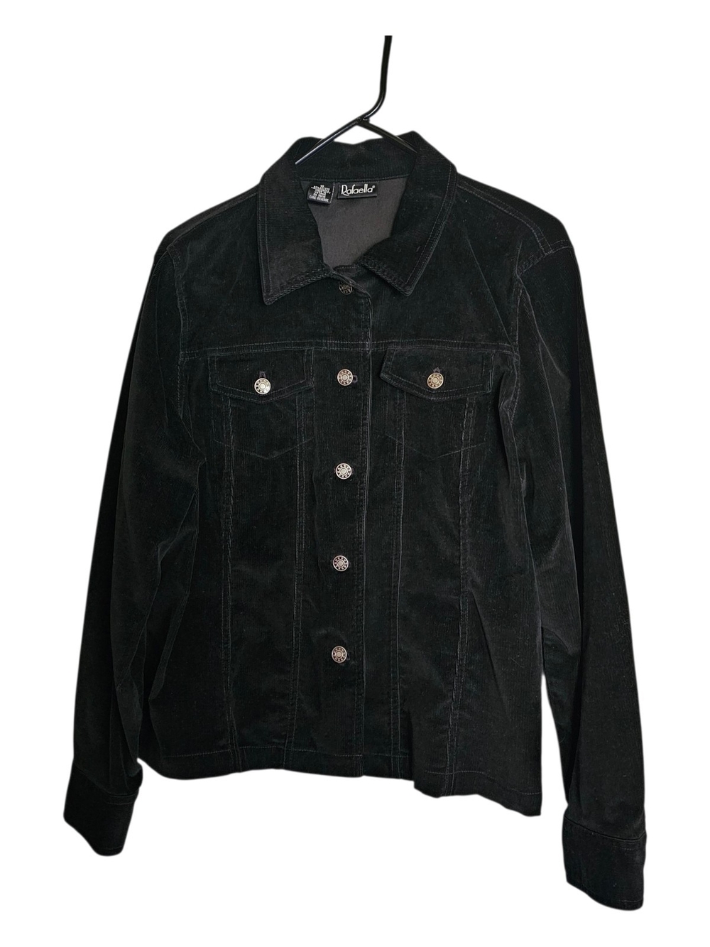 Rafaella Black Corduroy Button-Front Jacket Size 16